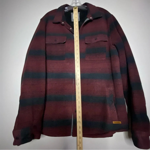 Voyager Men's Remote Plaid Fleece Shirt Jacket Large black maroon Sherpa - Picture 9 of 9